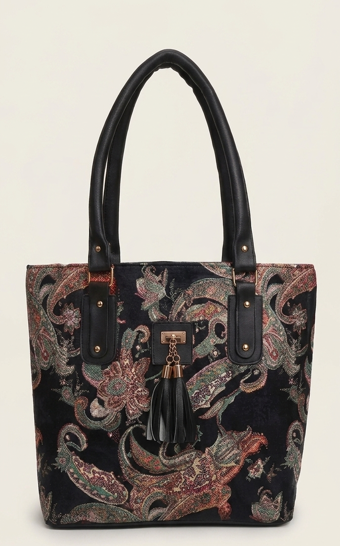 Ethnic Paisley Print Tote Bag