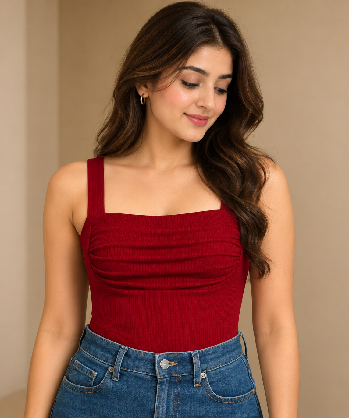 Maroon lycra Top