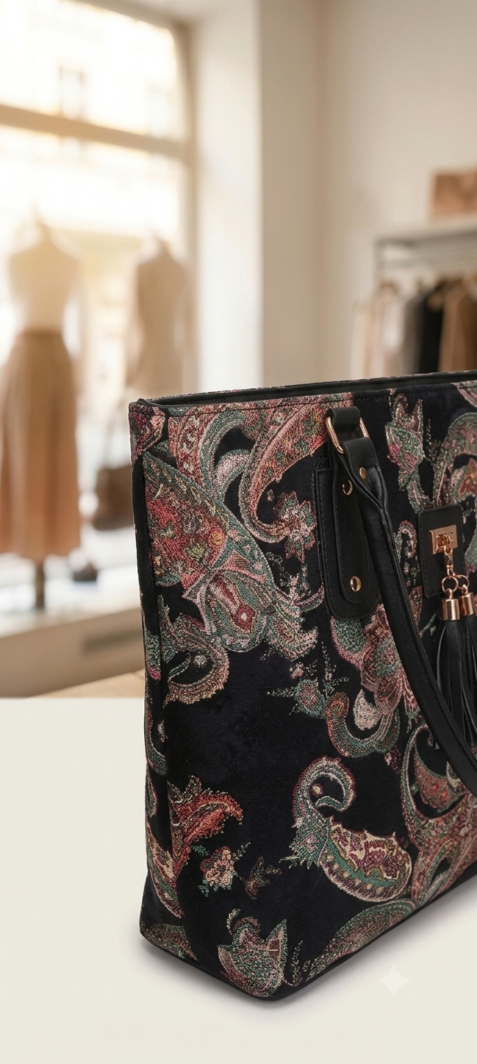 Ethnic Paisley Print Tote Bag