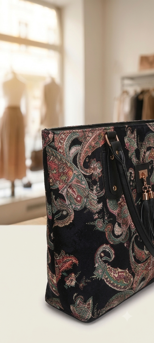 Ethnic Paisley Print Tote Bag